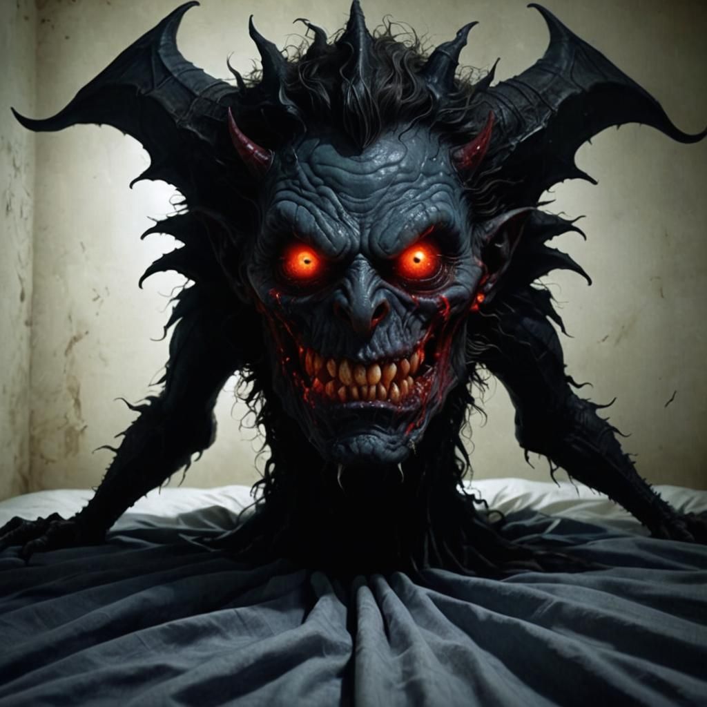 Nightmarish Demon Preying on Humans: Digital Horror Art