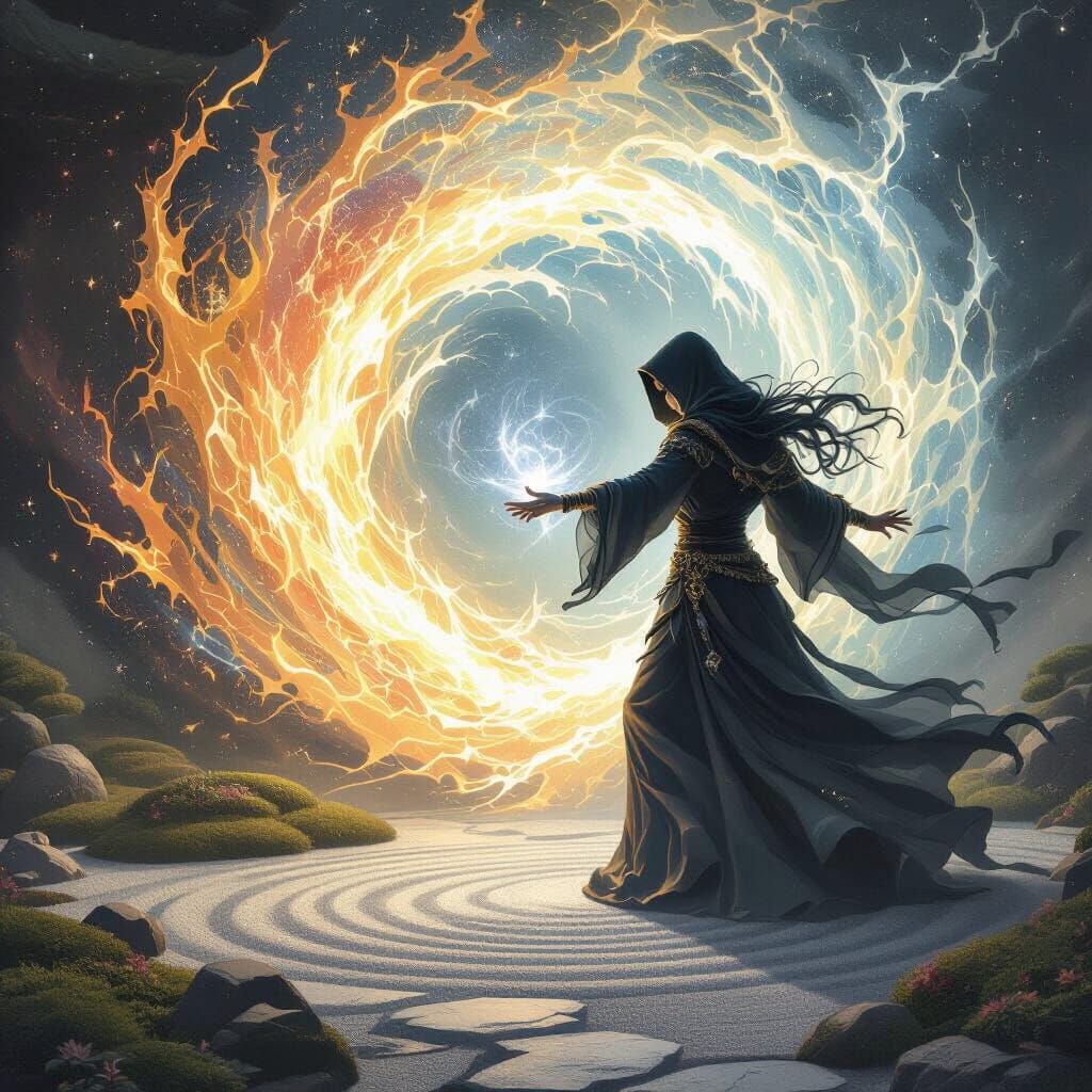 Sorceress Conjures Chaotic Energy in Zen Garden