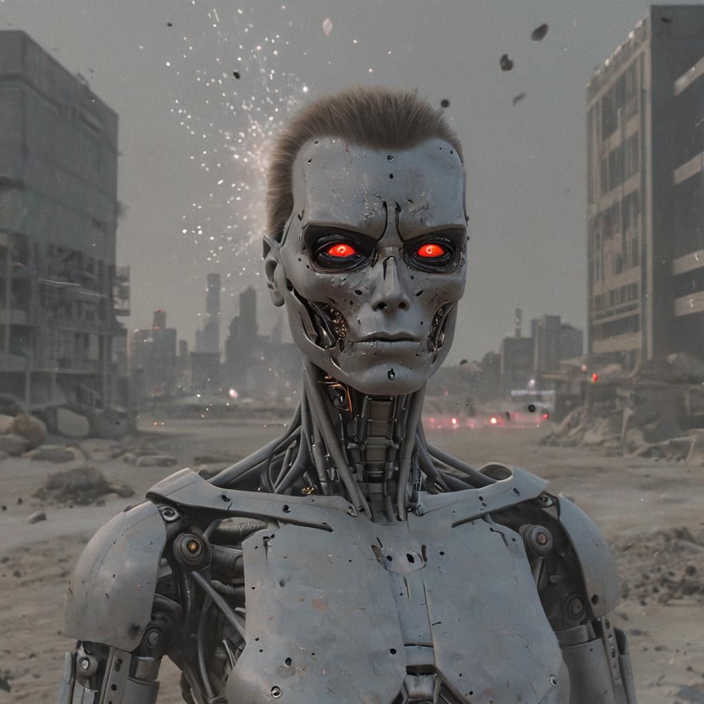 Android with Cyberpunk Elements in 3D Pop Art