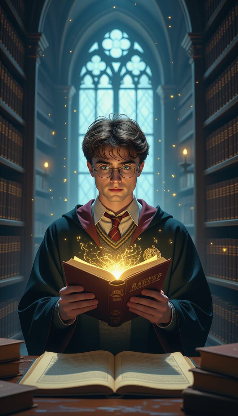 Harry Potter Discovers Magic in Mystical Library
