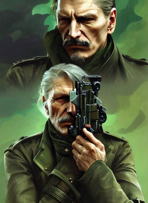 Revolver Ocelot Portrait in Art Nouveau Style