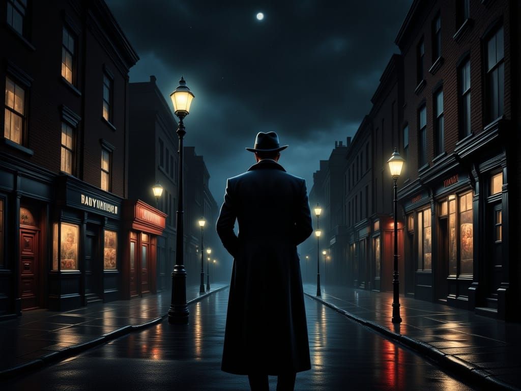 Mysterious Detective in Film Noir Style