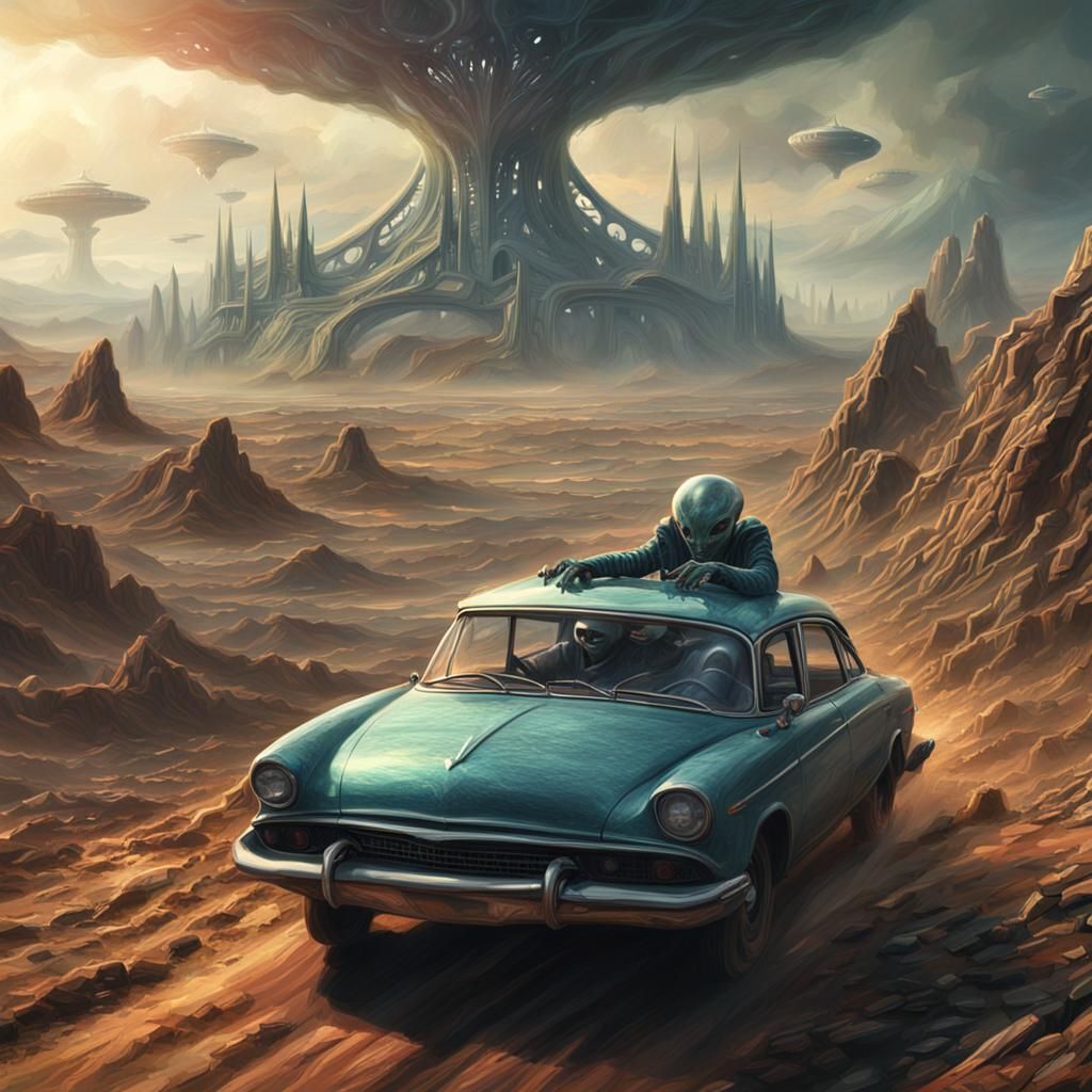 Alien Road Trip: A Cinematic Digital Painting
