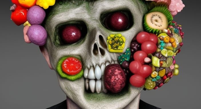 Zombie Punk Portrait in Arcimboldo Style