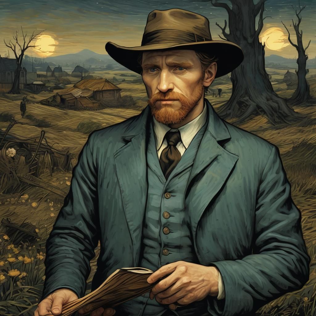 People Admiring Paintings in Comic Book Style