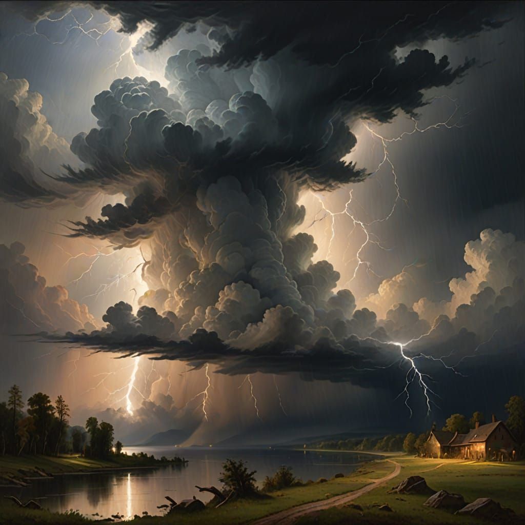 Mystical Thunderstorm Unfolds Under Darkening Skies