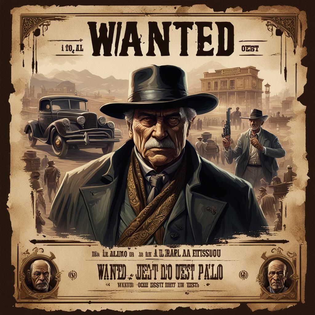 Old West Wanted Poster in Dark Fantasy Style