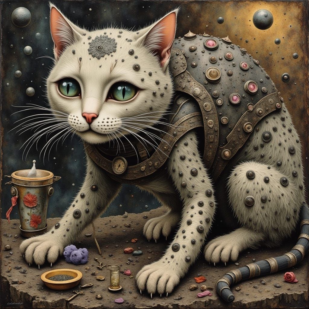 Playful Cat Amidst Whimsical Drizzle