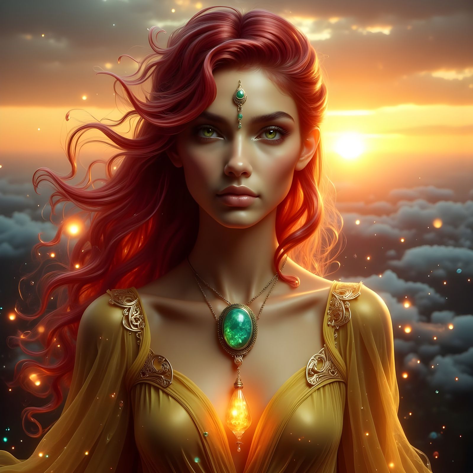 Ethereal Norse Goddess in Dreamy Sunset Glow