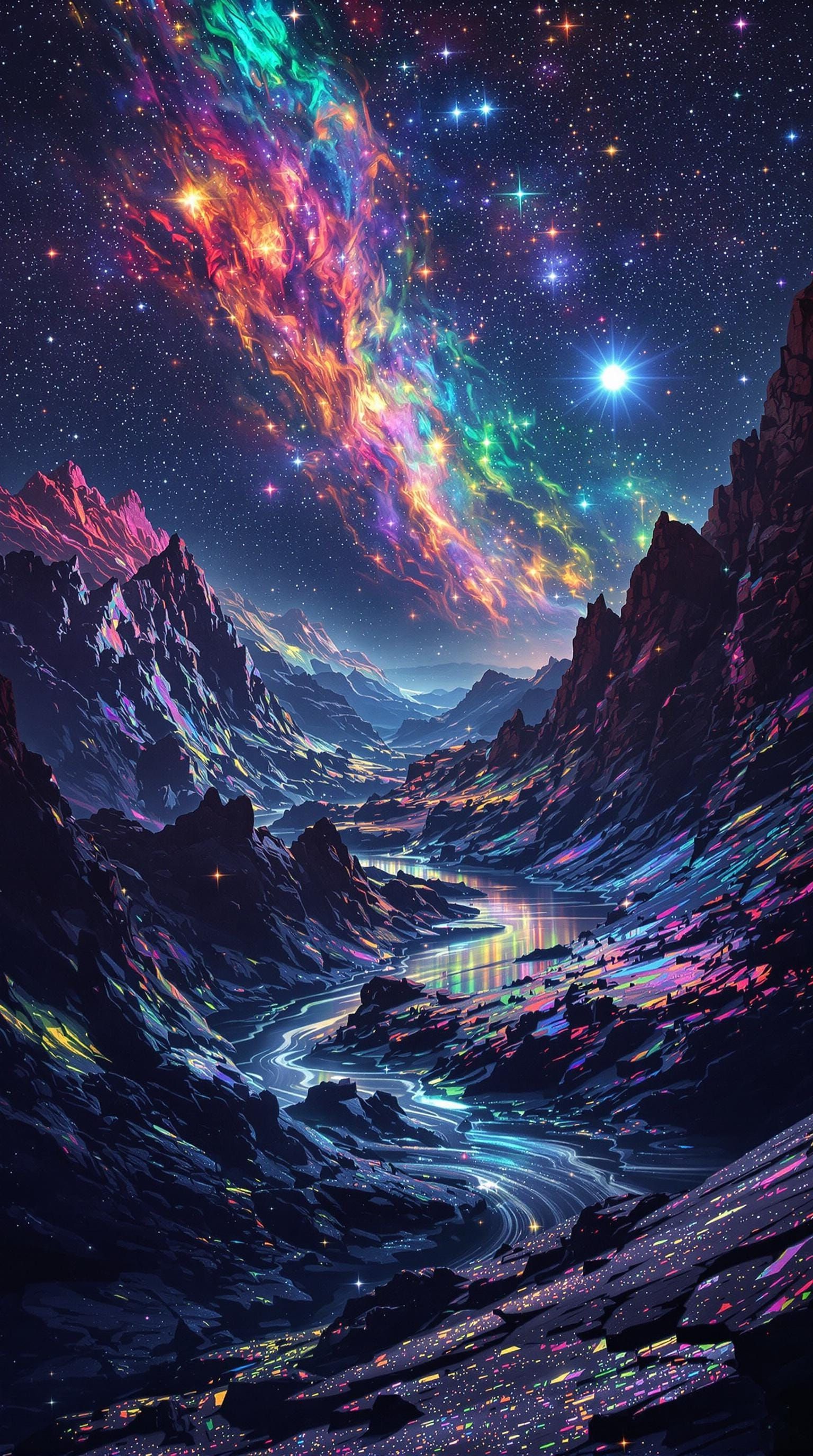 Celestial Dreamscape in Iridescent Hues