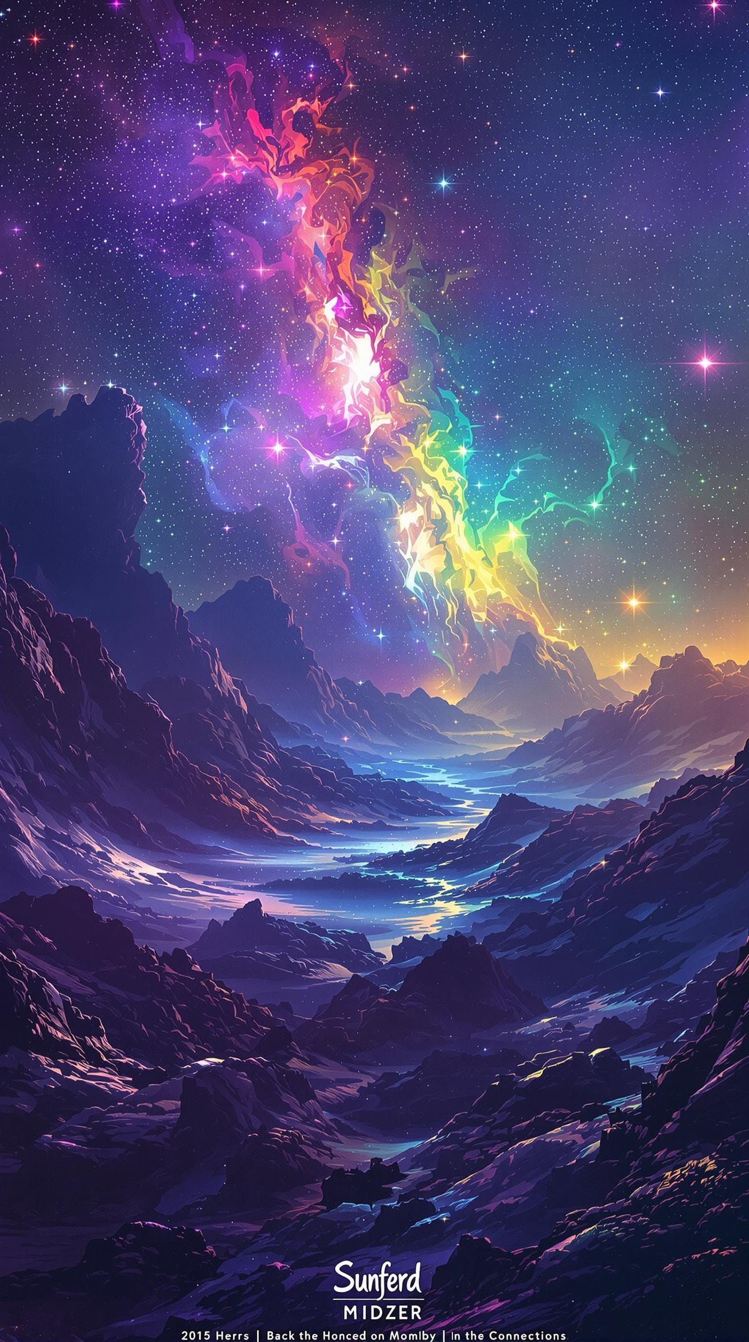 Vibrant Cosmic Dreamscape in Iridescent Hues