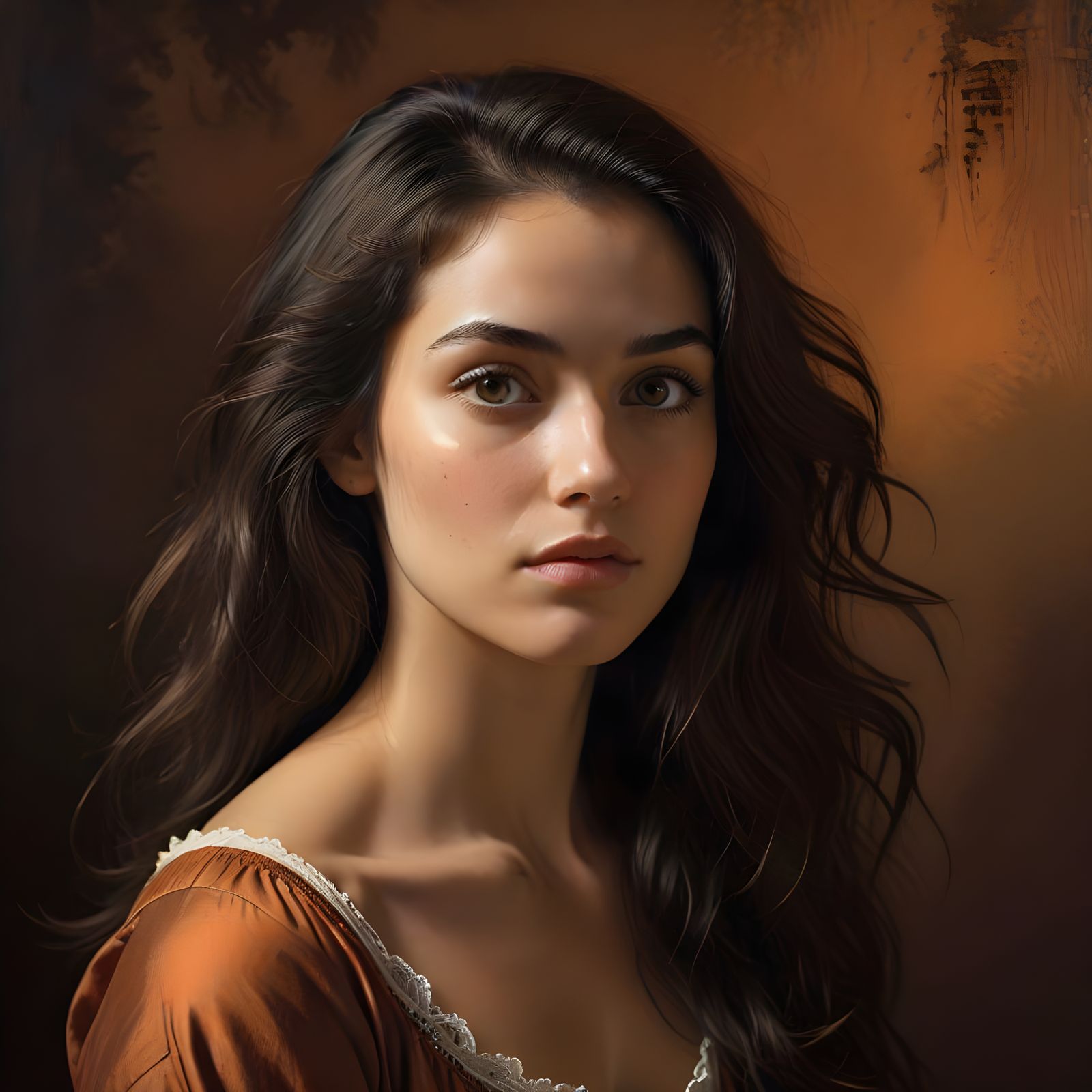 Spanish Noblewoman in Warm Earthy Hues