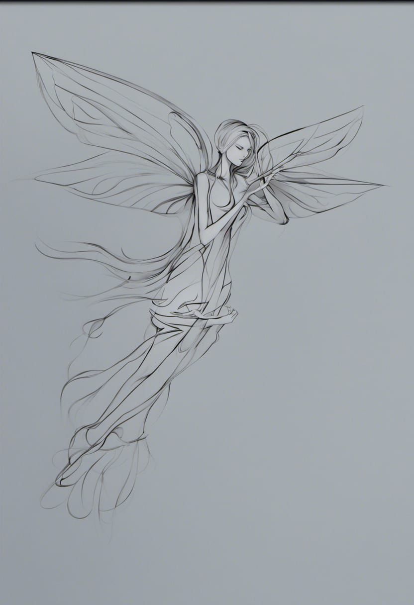 Delicate Sylph Spirit in Two-Tone Minimalist Style