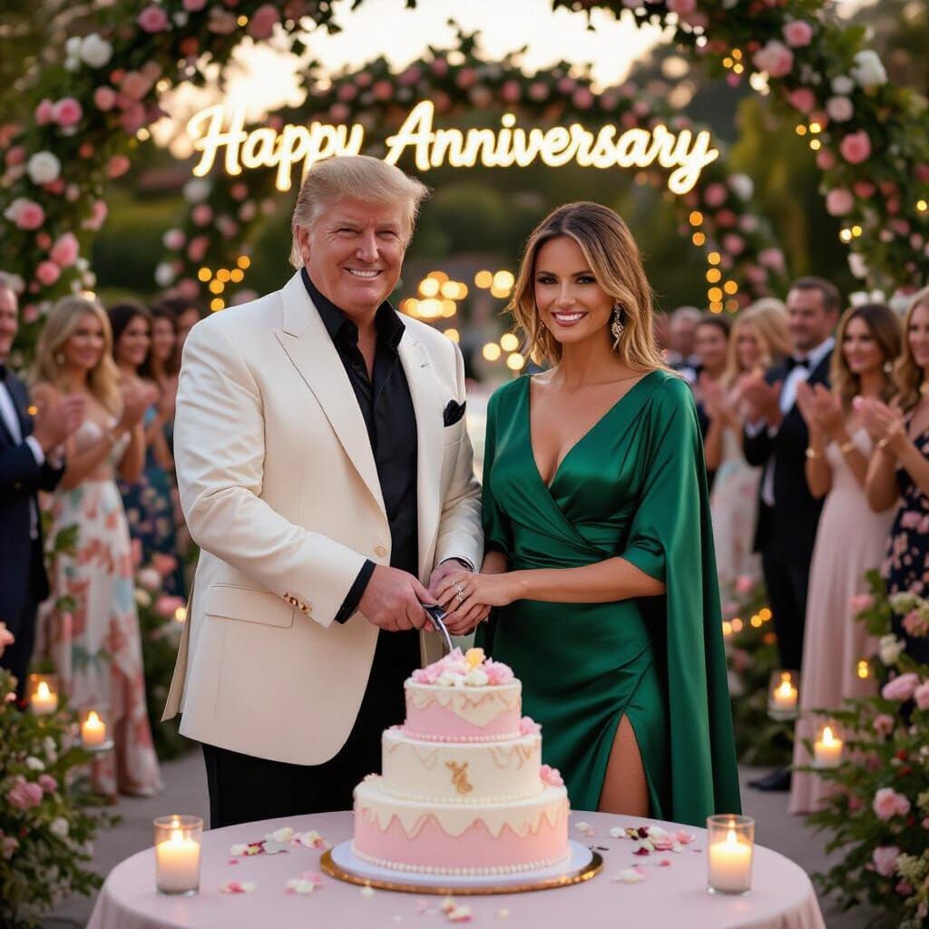 Anniversary Celebration in Elegant Garden at Sunset