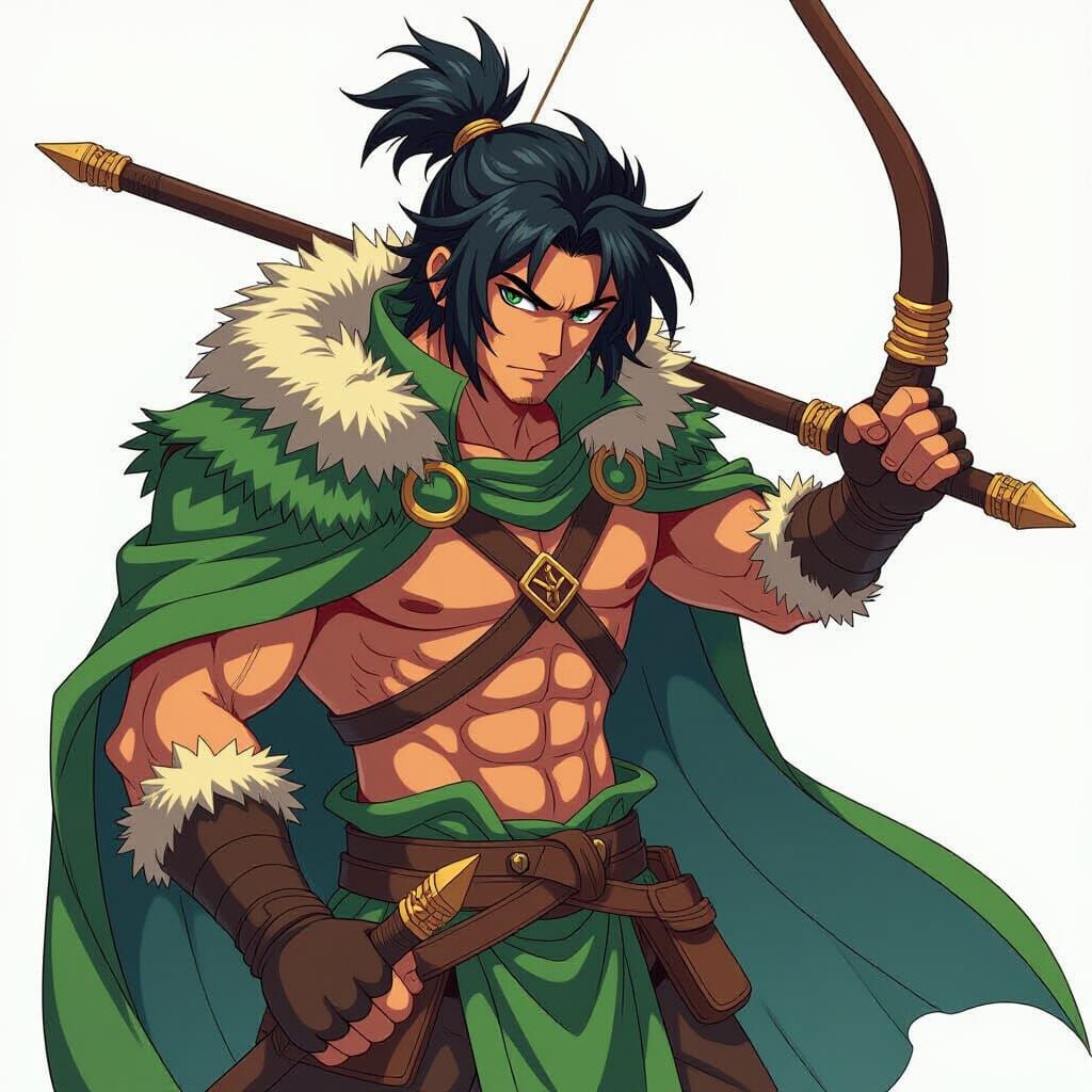 Anime Jungle Warrior in Cel-Shaded Style