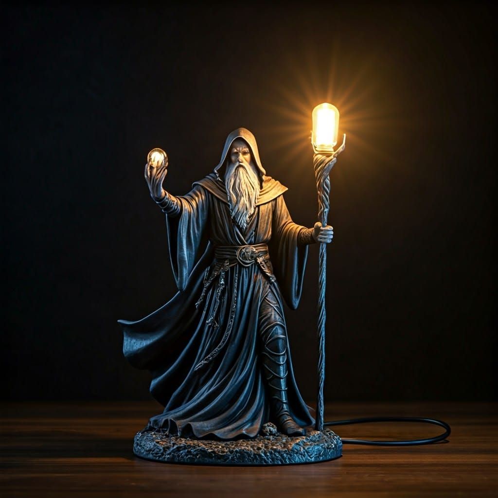 Fantasy Sorcerer Table Lamp with Electric Arc