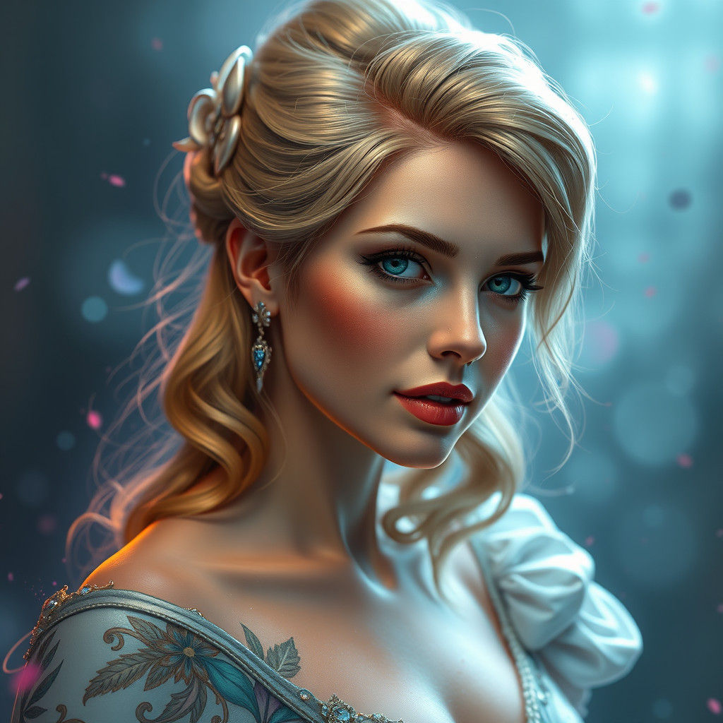 Cinderella Portrait in Hyperdetailed Digital Art Style