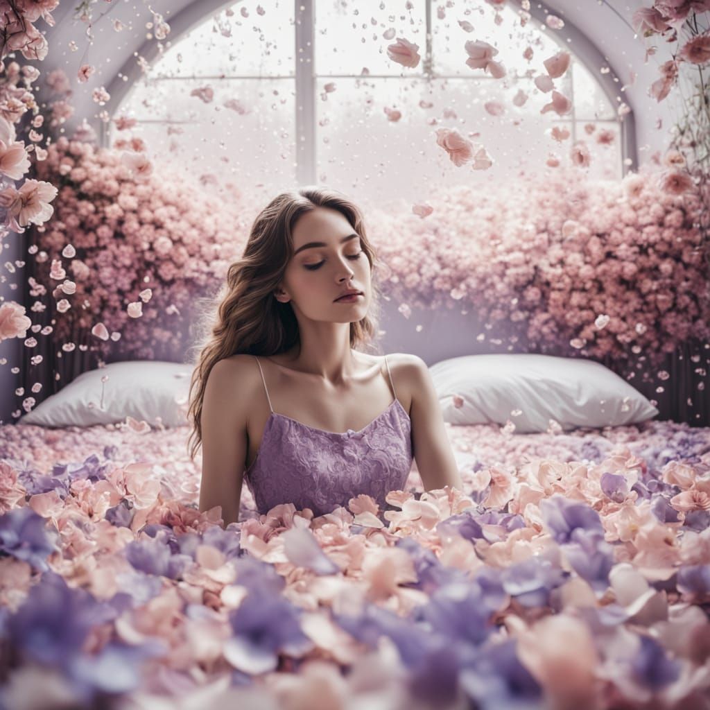 Surreal Floral Fantasy: Cinematic Portrait of a Girl