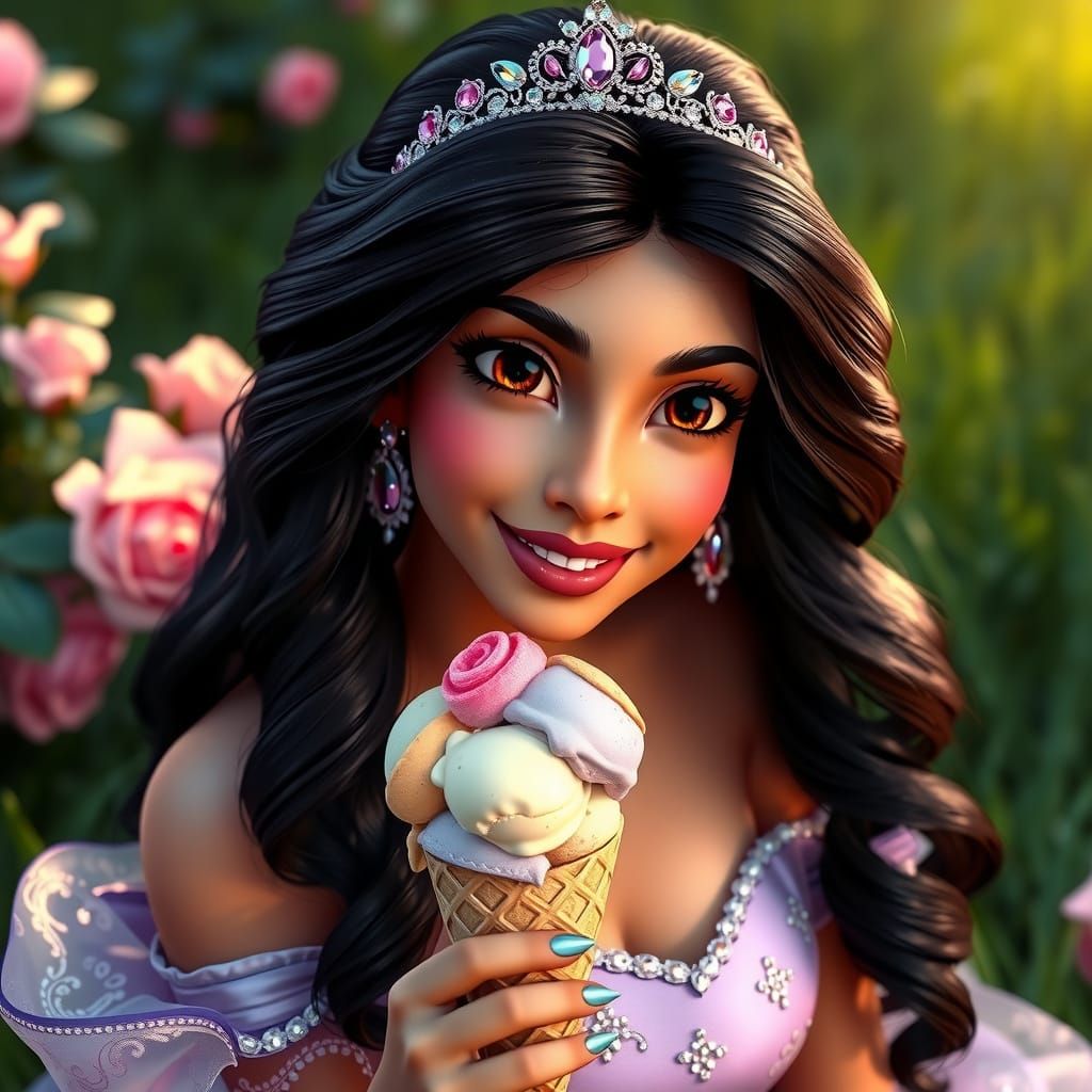Princess Jasmine Portrait with Ice Cream