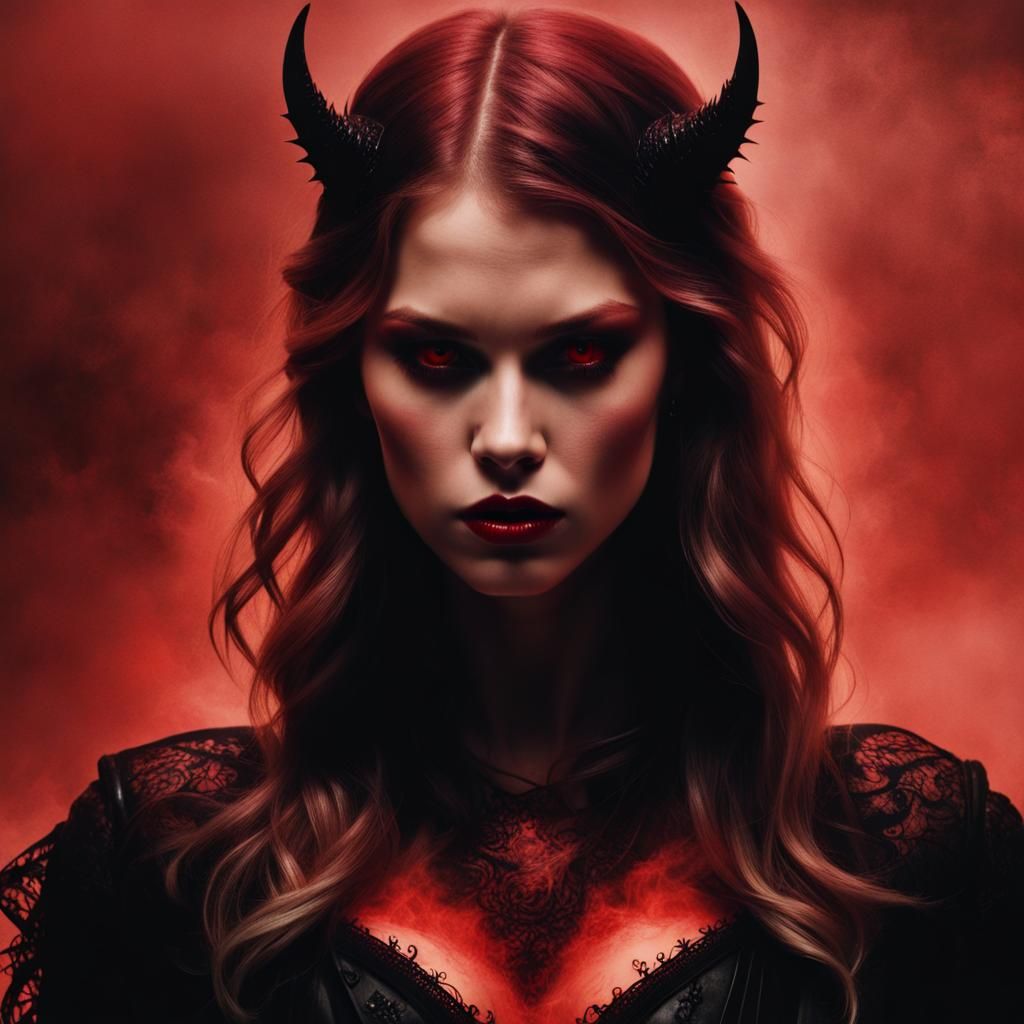 Demonic Woman in Red Mist