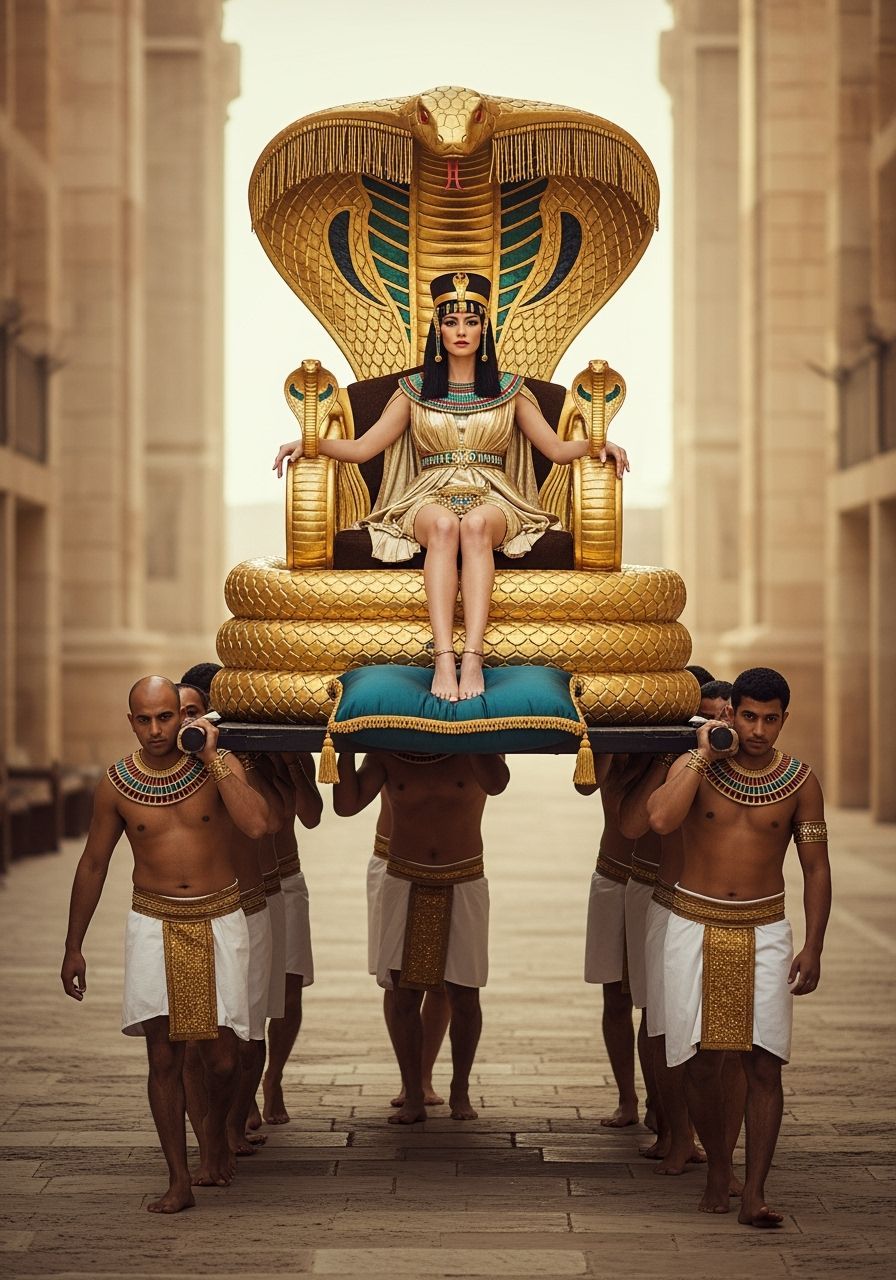 Egyptian Queen on a Cobra Throne