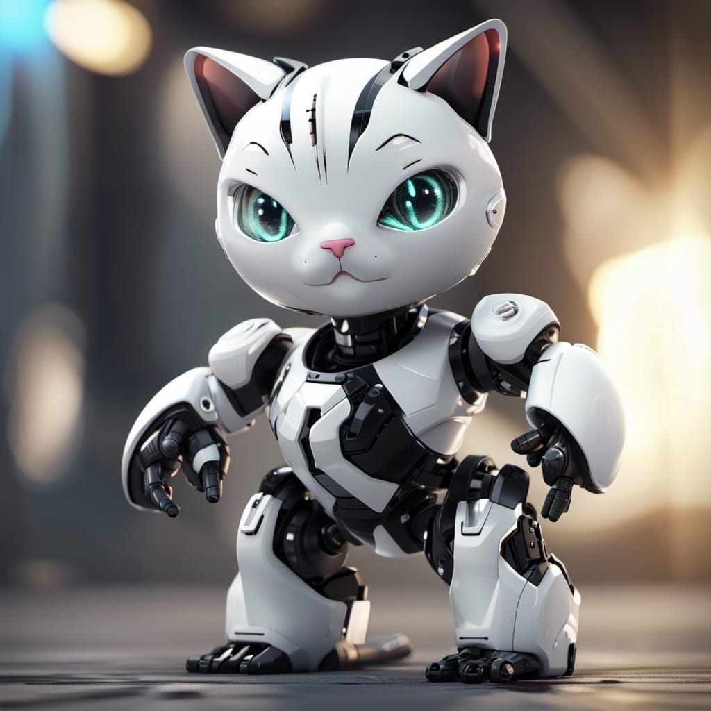 Futuristic Robot Cat War Machine in 8K
