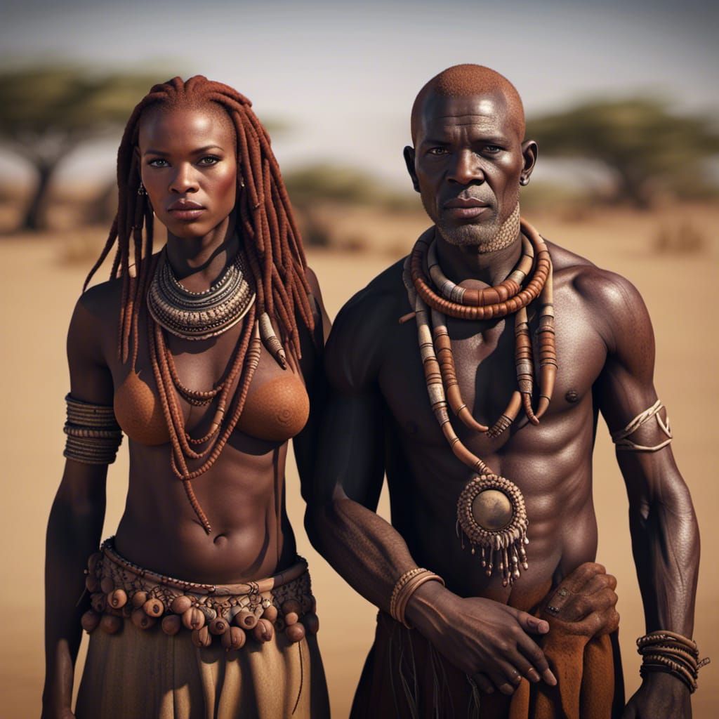 Couple from the Himba tribe in Angola, Africa