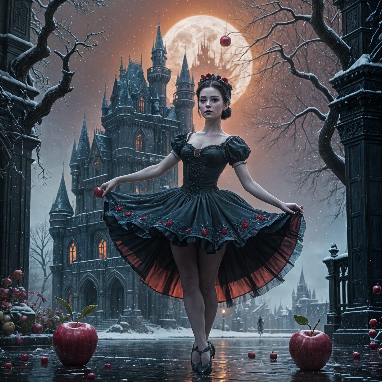 Gothic Ballerina Snow White in Dark Castle