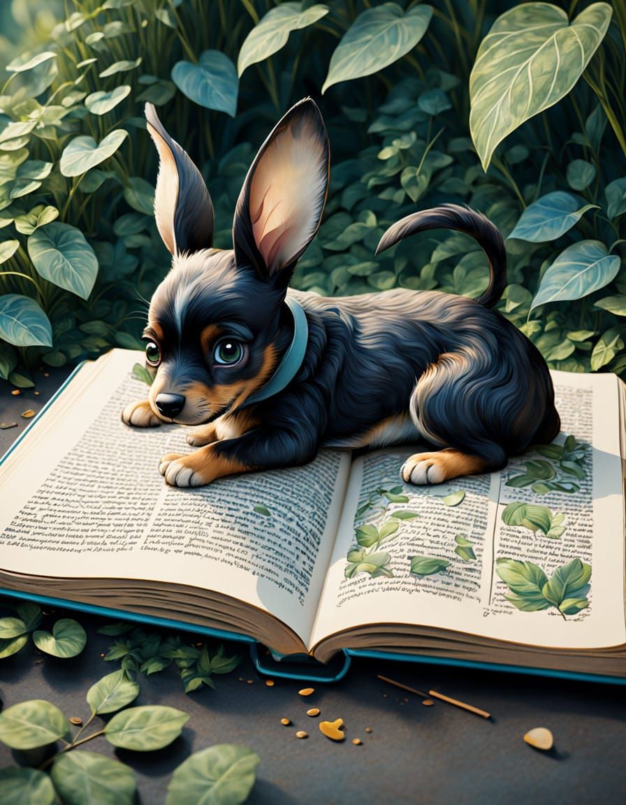 Whimsical Puppy in Enchanted Forest