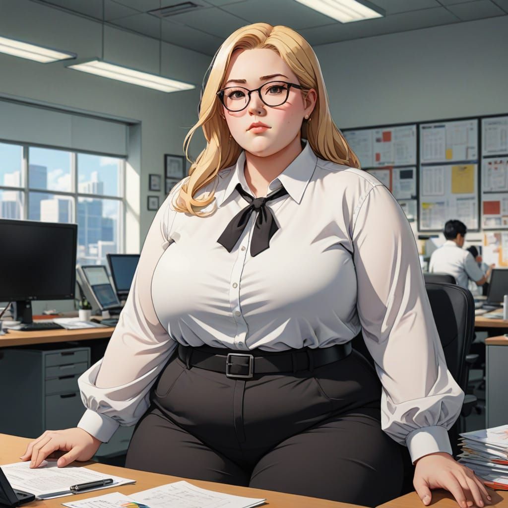 Stunning Anime-Inspired Portrait of a Plump Blonde Woman in ...