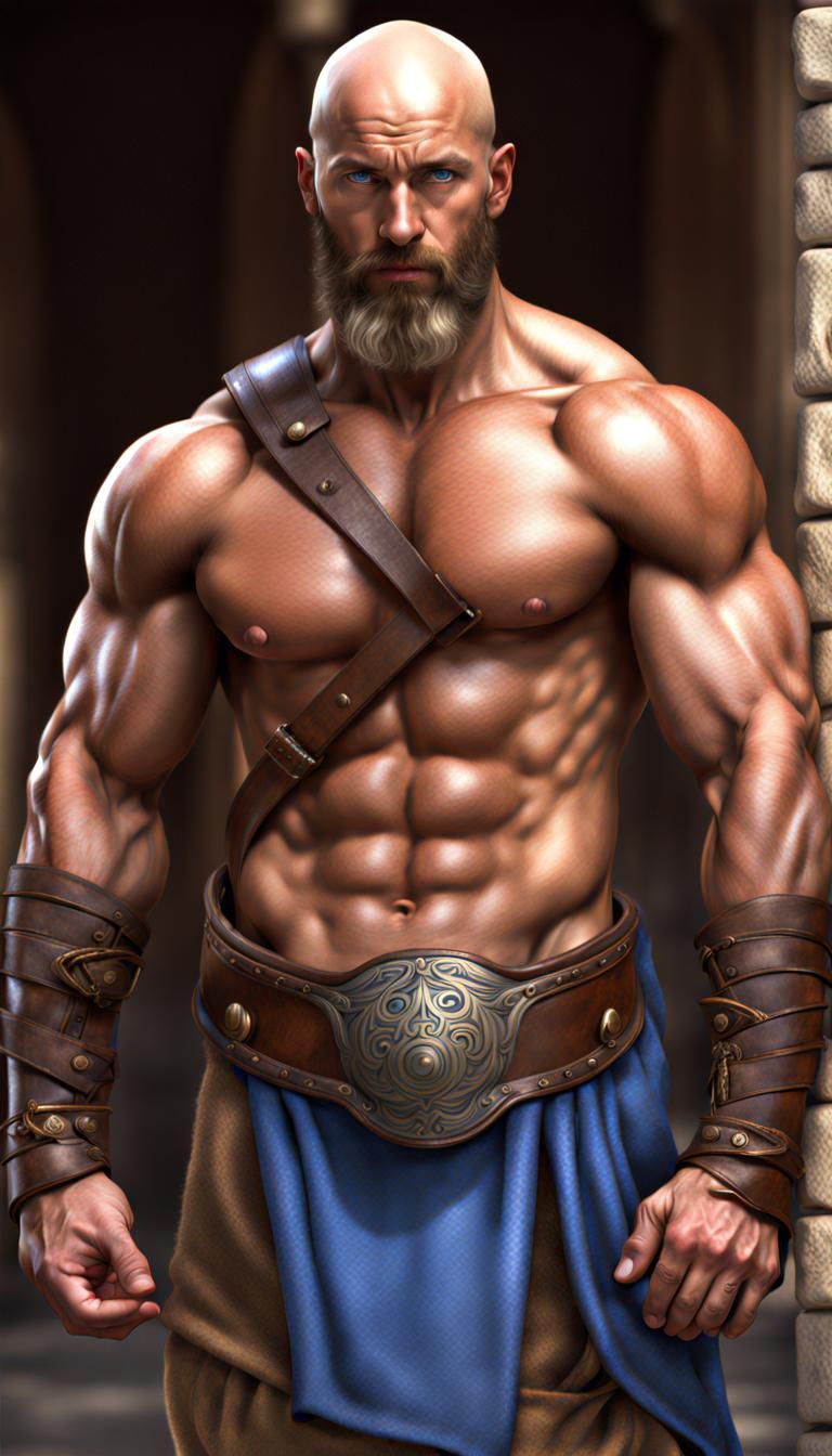 Photorealistic Muscular Warrior with Roman Nose