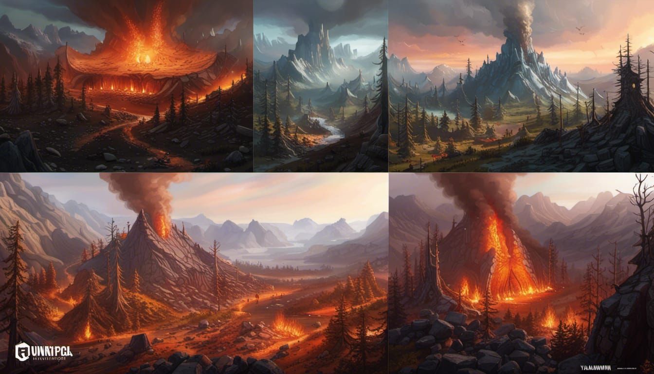 Post-Apocalyptic Mountain Landscape in Hyper-Realistic Digit...