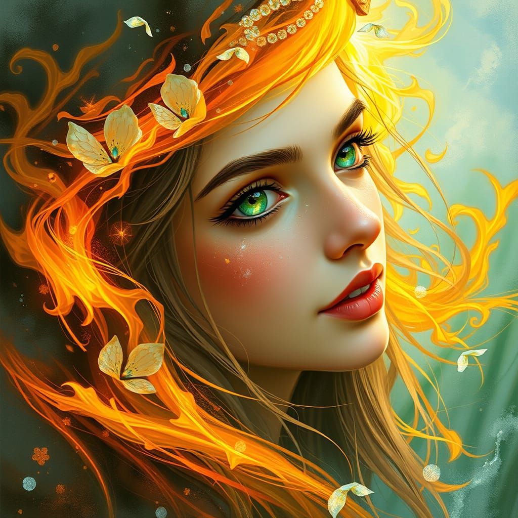 Girl with Green Eyes in Jim Burns Style