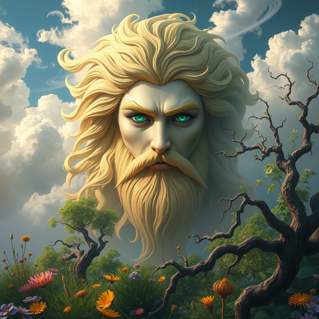 Divine Celtic God Aengus Descends Upon Vibrant Garden