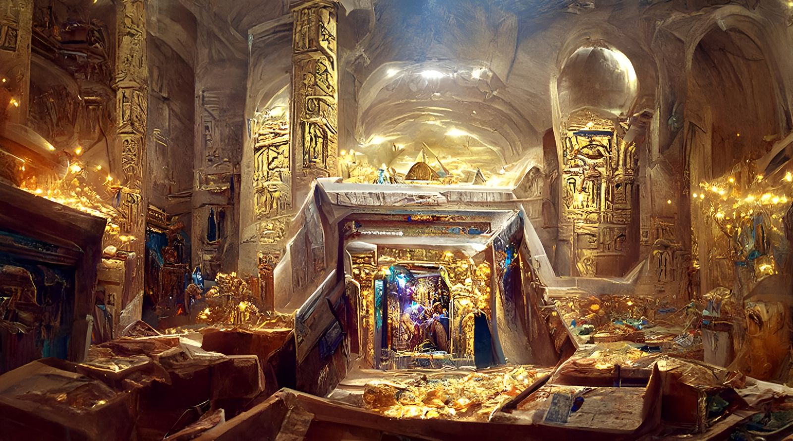 Ornate Pharaoh Tomb Interior in Matte Painting Style