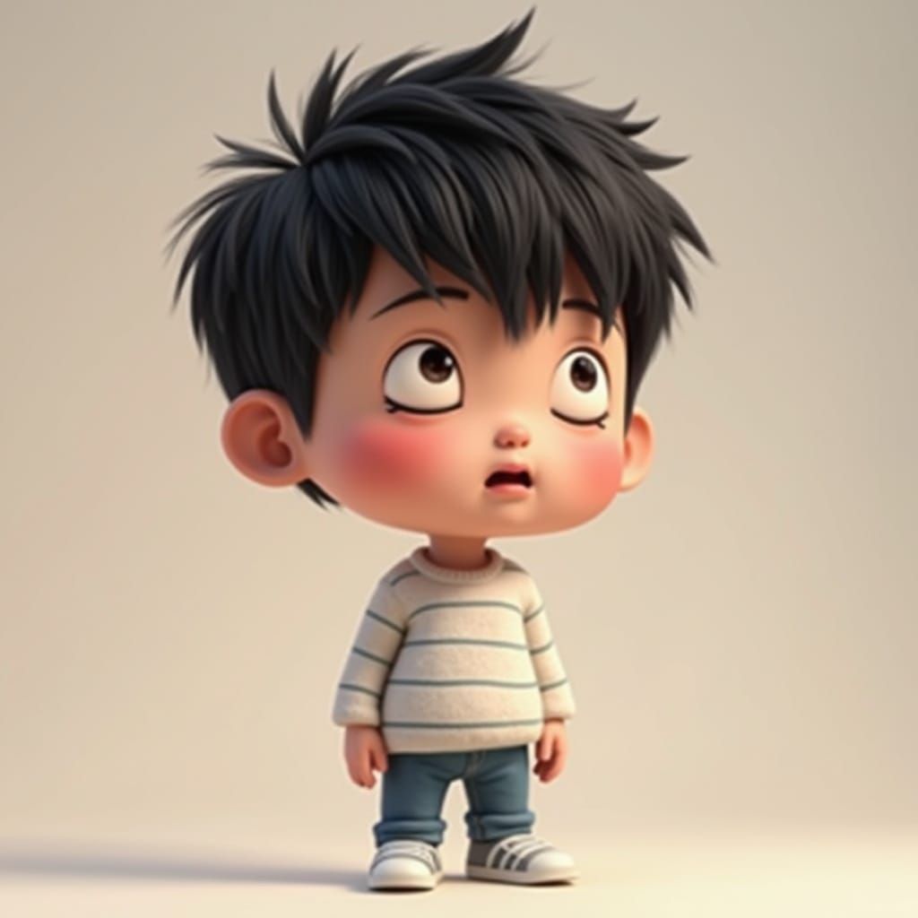 Worried Boy in Disney Style