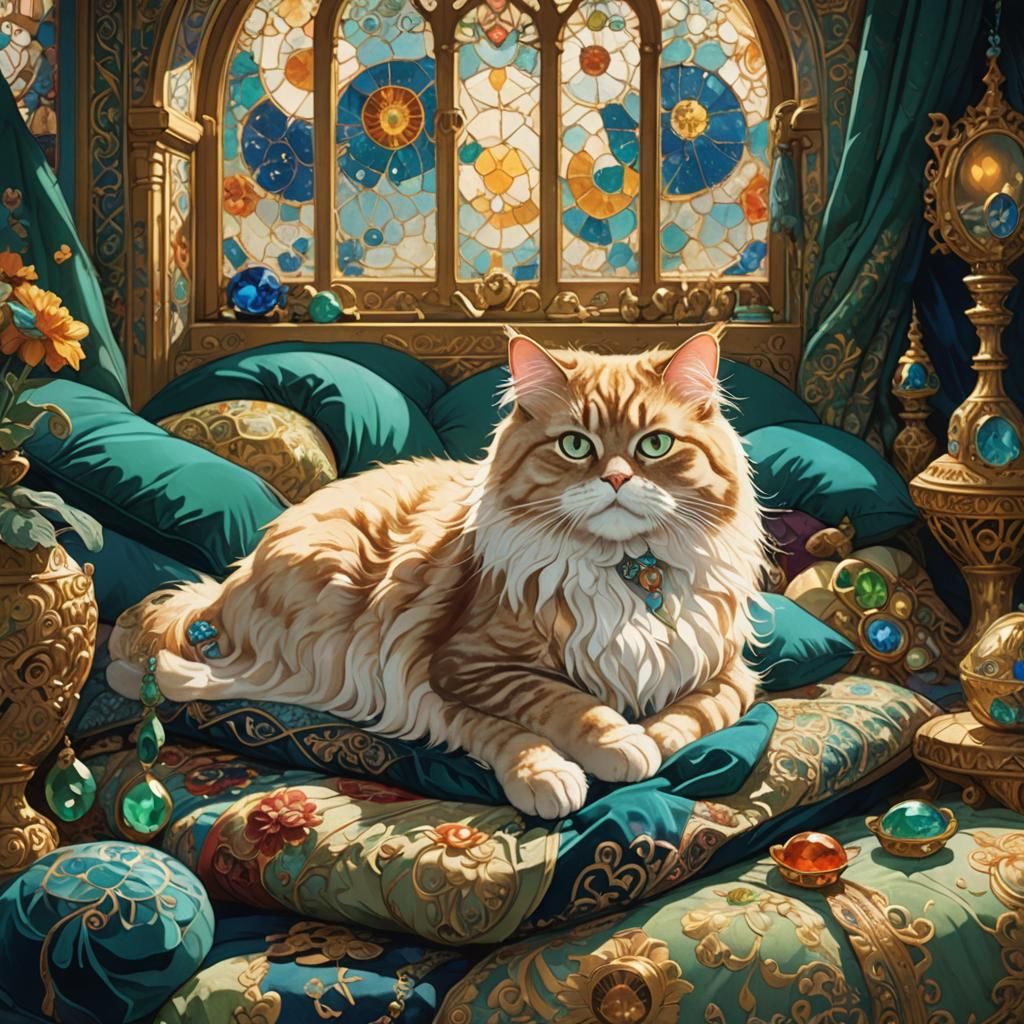 Royal Cat in Ornate Setting: Fantasy Concept Art