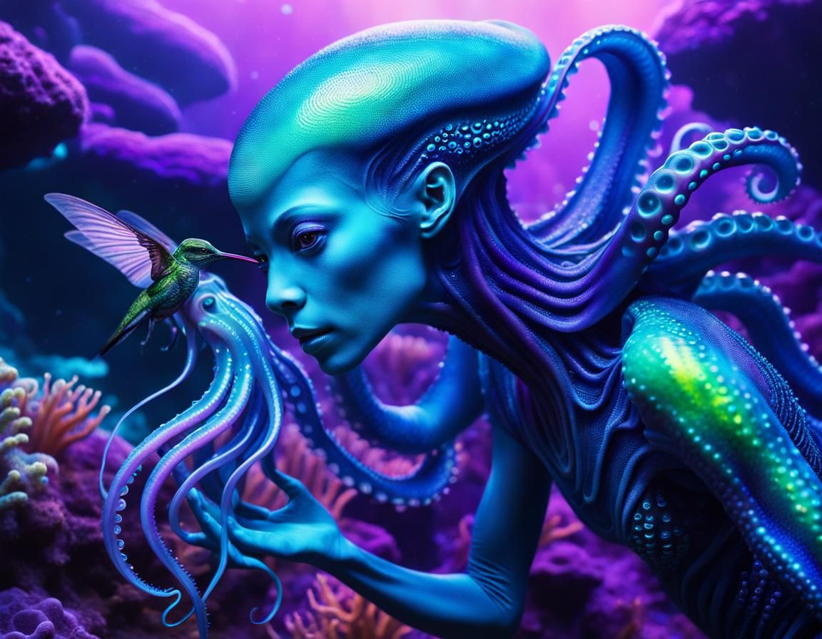 Underwater Alien Concept Art in Iridescent Colors