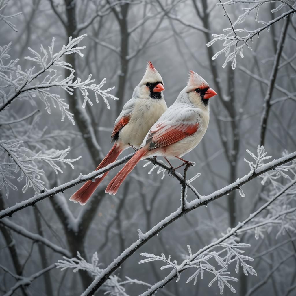 White Kentucky Cardinal in Ethereal Light