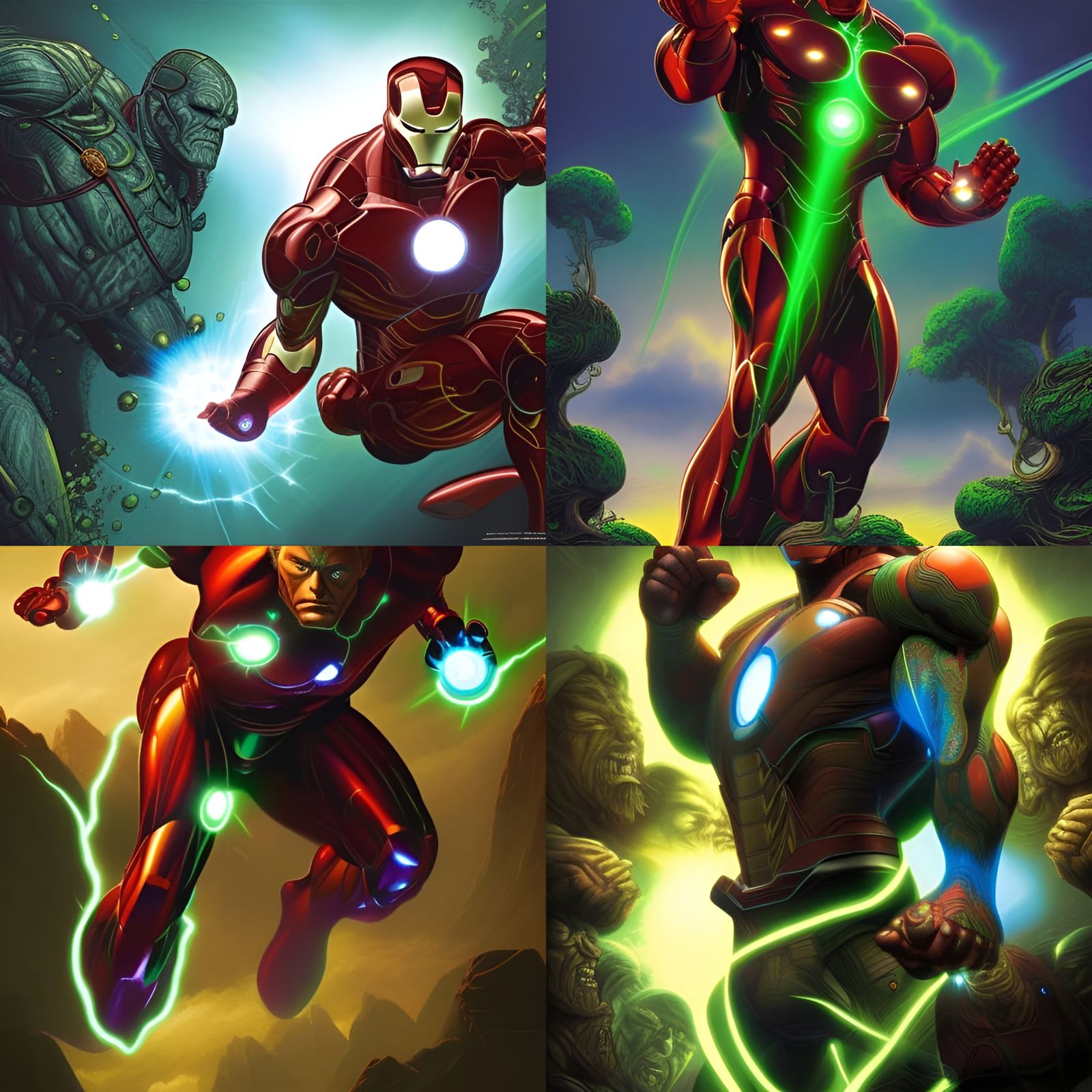 Iron Man Fires Green Beam: Detailed Comic Book Art