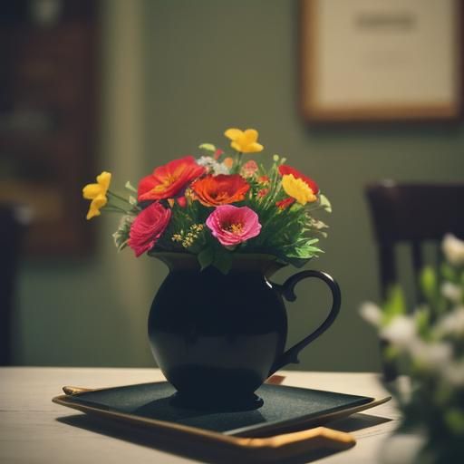 Floral Coffee Cup: Cinematic Film Still