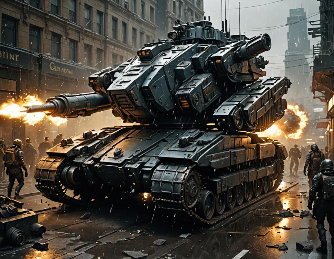 Futuristic Armored Tank in Sci-Fi Horror Scene