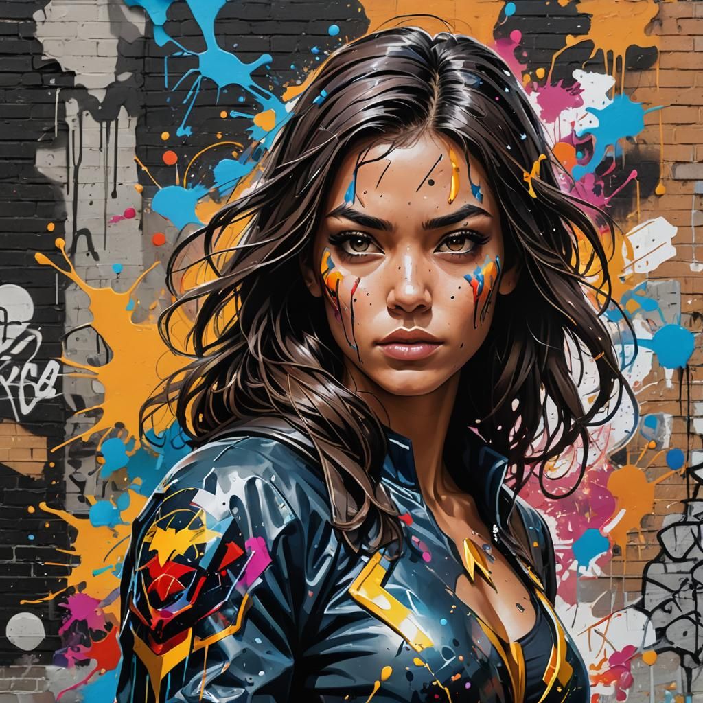 Augmented Reality Superhero in Graffiti Splash Art