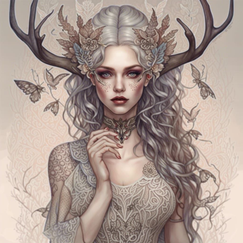 Demon Fairy Goddess with Tattoo Wings