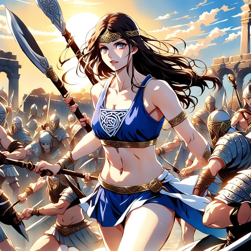 Celtic Warrior Attacks Romans: Anime Style