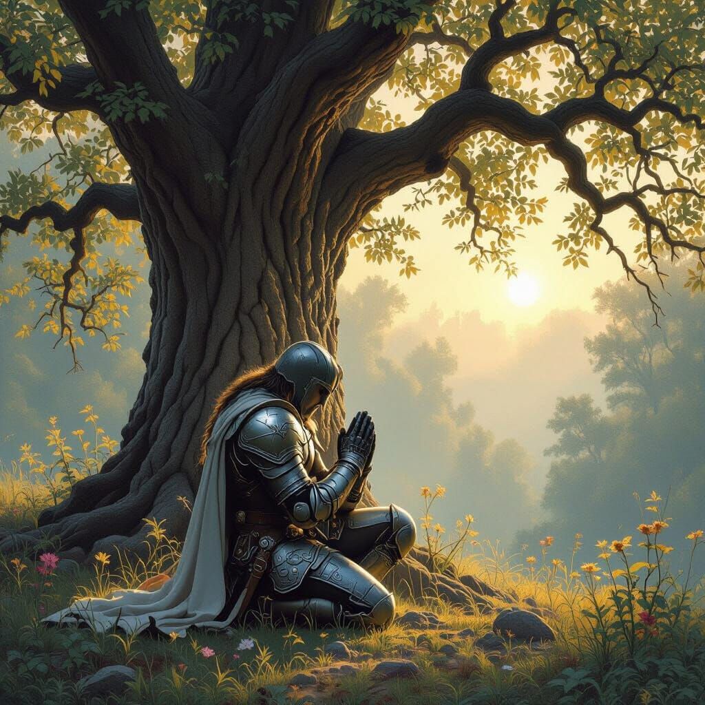 Paladin's Prayer in Dark Fantasy Style