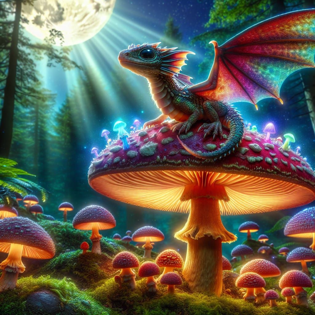 Chromatic Dragon on Enchanted Mushroom