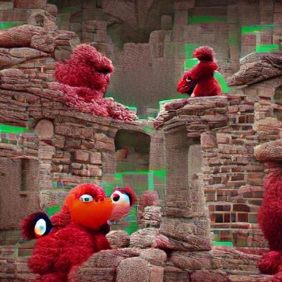 Elmo Confronts Evil Twin in Ruined Sesame Street