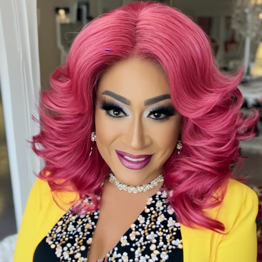 Hyperrealistic Drag Queen in Black Dress