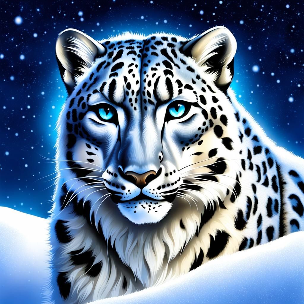 Mystical Snow Leopard Spirit Illustration